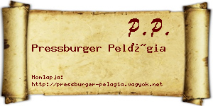 Pressburger Pelágia névjegykártya